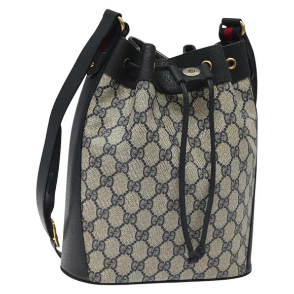 GUCCI GG Supreme Sherry Line Shoulder Bag PVC Navy Red 41 02 034 Auth 116512 - Picture 2 of 16